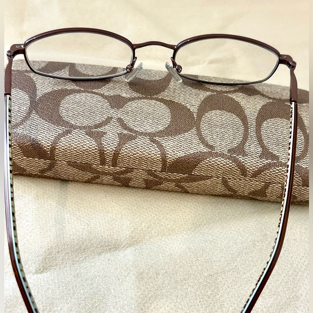 Coach Women's Glasses in Dark Brown with Logo Case